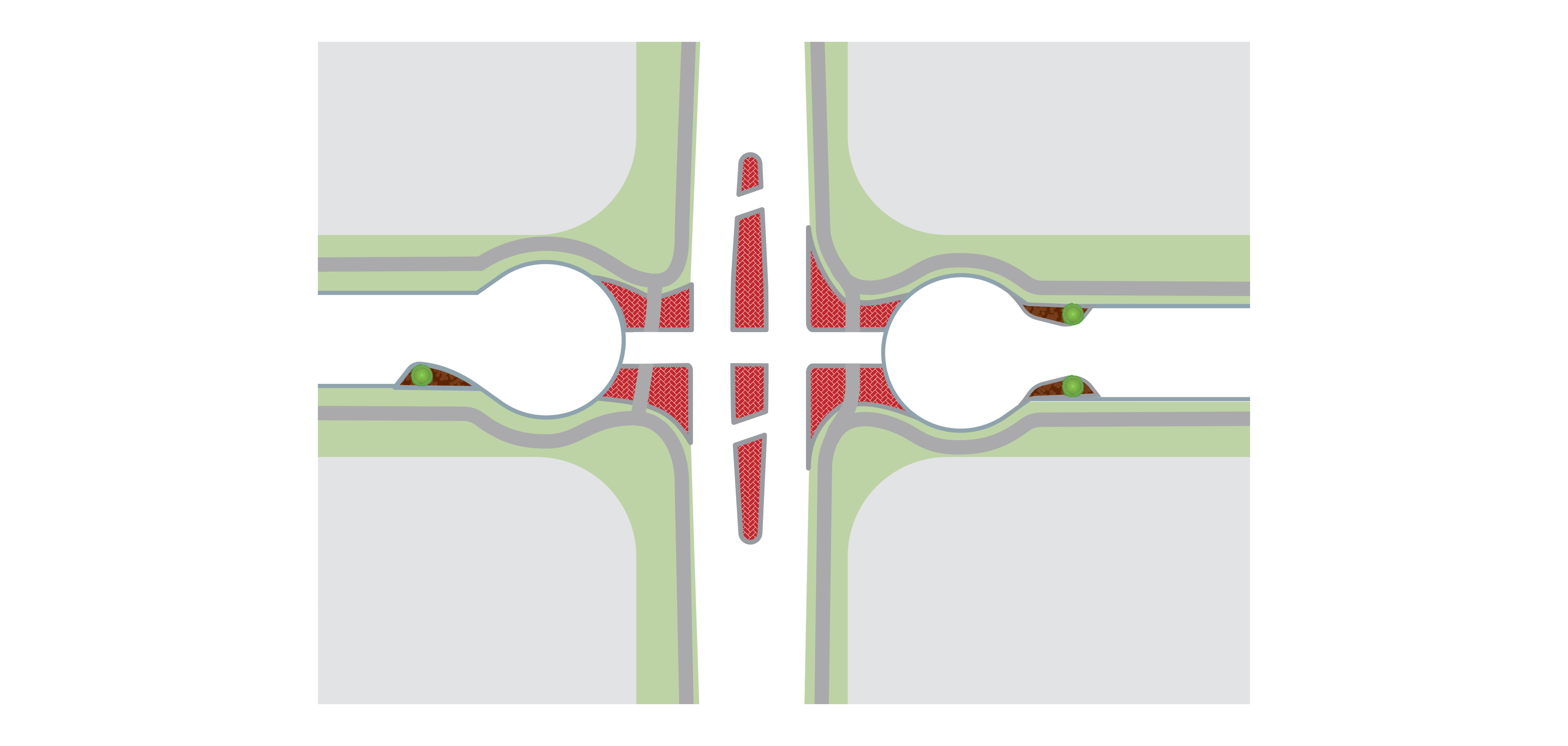 An example of a typical route crossing of a major road