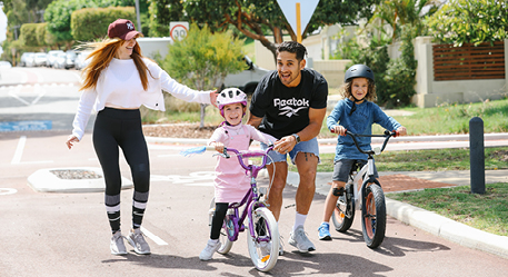 A family on a bike ride