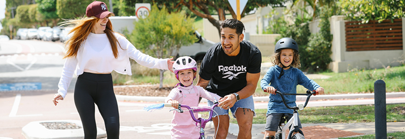 A family on a bike ride
