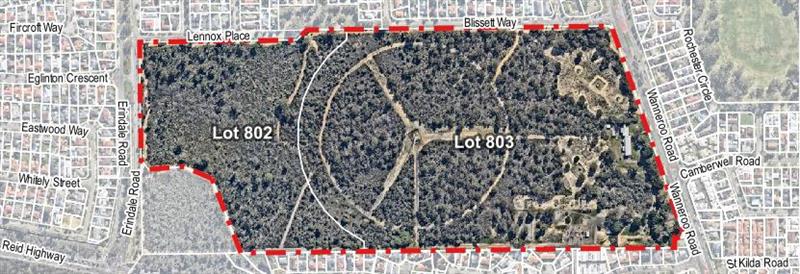Image of Lot 802 Erindale Road and Part Lot 803 Wanneroo Road map outlining this area