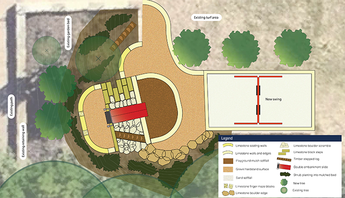 A map showing the proposed new nature play space.