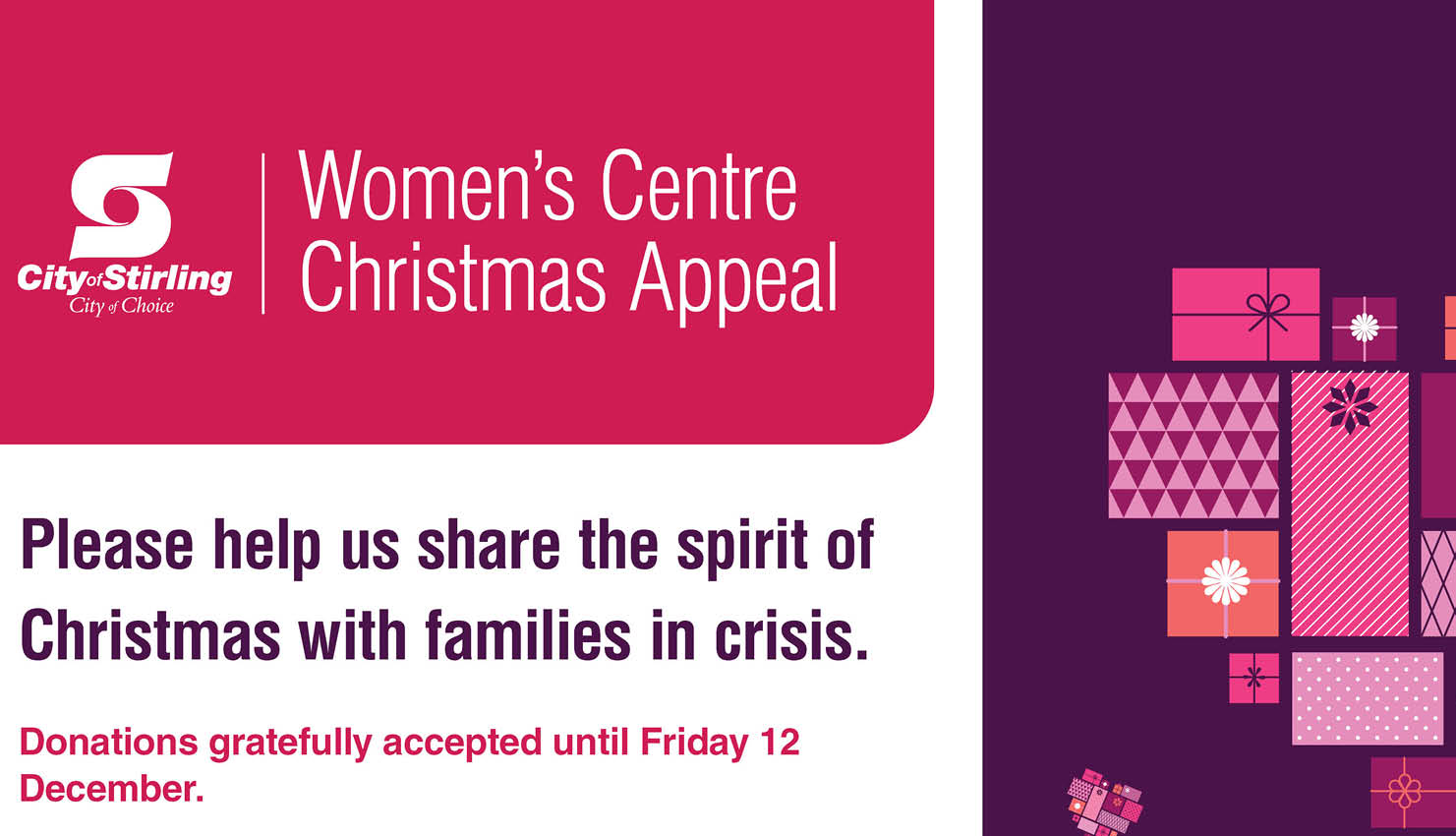 Image of the Women’s Centre Christmas Appeal 2024