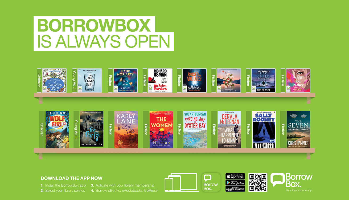 BorrowBox is a platform to access free eBooks, eAudiobooks and eMagazines through your City of Stirling Libraries membership.
