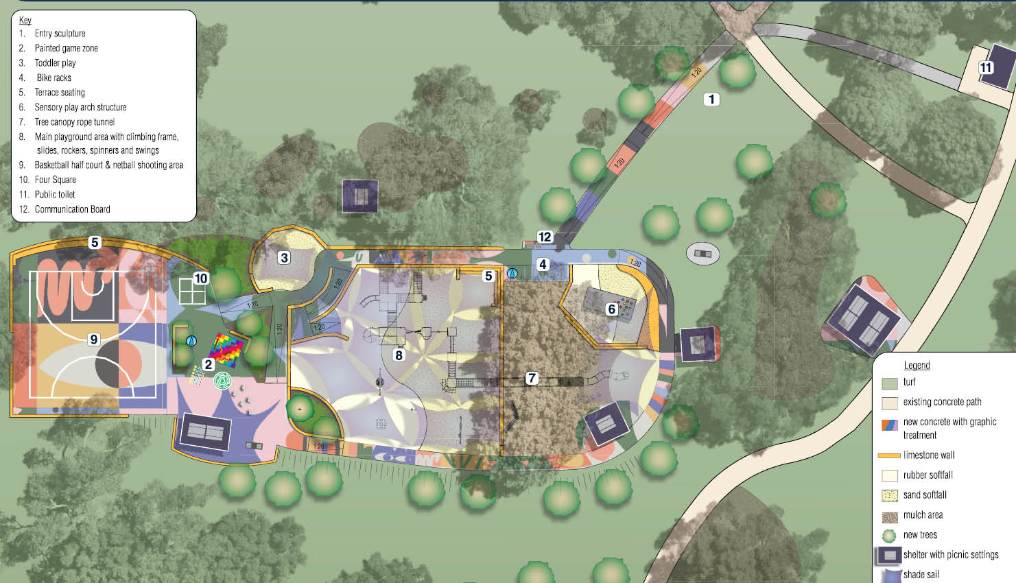 Image shows a map with the Carine Community Parkland upgrade