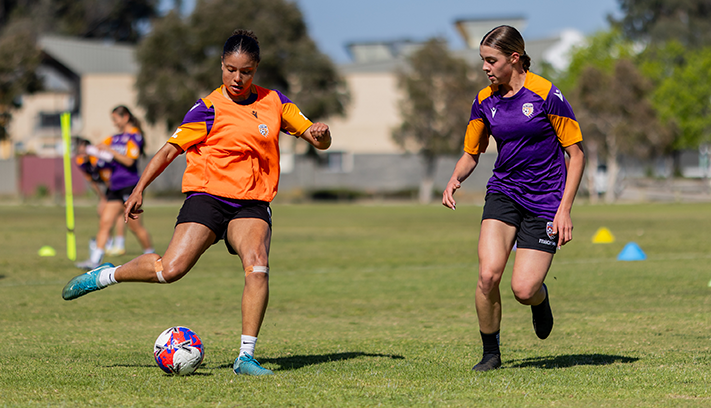 Perth Glory players at training.
