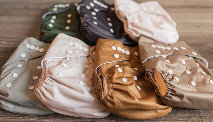 A selection of modern cloth nappies.