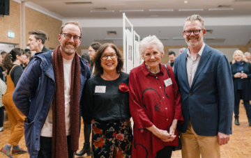 L-R: Inglewood Ward Cr Damien Giudici, exhibition coordinator Louise Wells, Inglewood Arts Hub chairperson Margery Goodall and Dan Bull MLA.