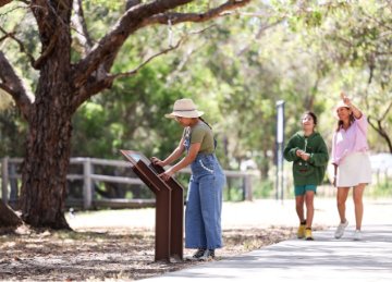 Lake Gwelup Story Trail in Perth – scenic nature walk with interpretive signs, native bushland, and family-friendly storytelling experience along the sunset coast.