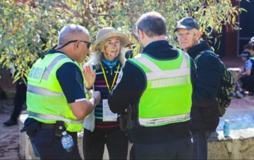 Rangers speak to concerned community members.