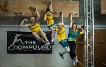 The Pietzsch family at their old gym in Melbourne.