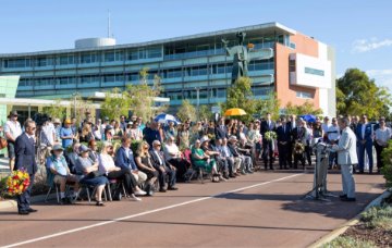 Mayor Mark Irwin addresses the crowd