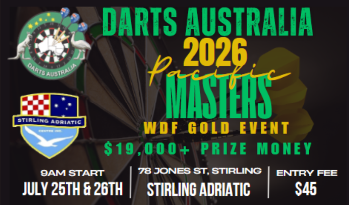 45th Australian Darts Championship and the 2026 WDF Gold Ranked Pacific Masters