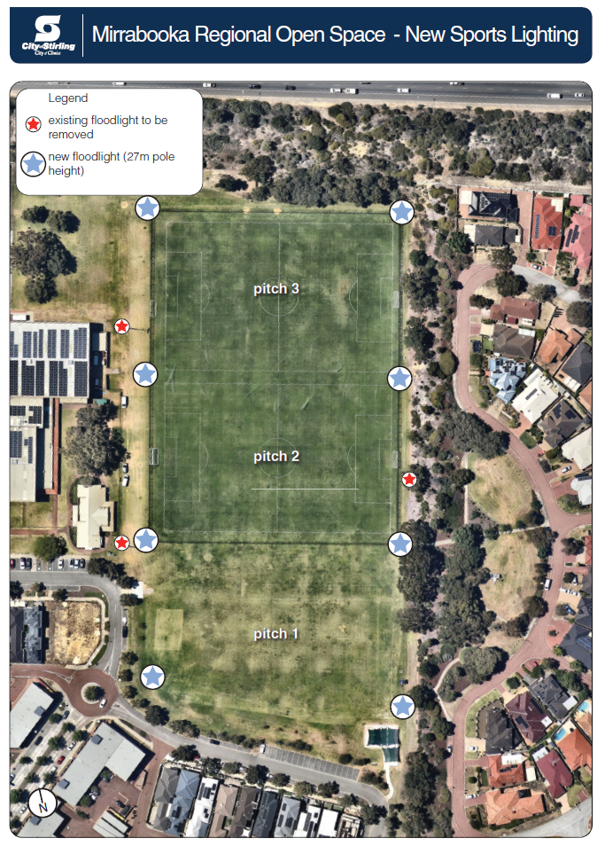 Mirrabooka Regional Open Space - new sports lighting map of the Mirrabooka Regional Open Space new sports lighting works