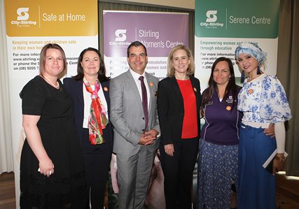 With Leader of the Opposition Leader Liza Harvey, Minister for Prevention of Family and Domestic Violence Simone McGurk and morning tea attendees