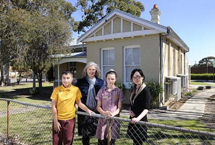 Staff and students outside Osborne Primary School, which features on the City's Heritage List